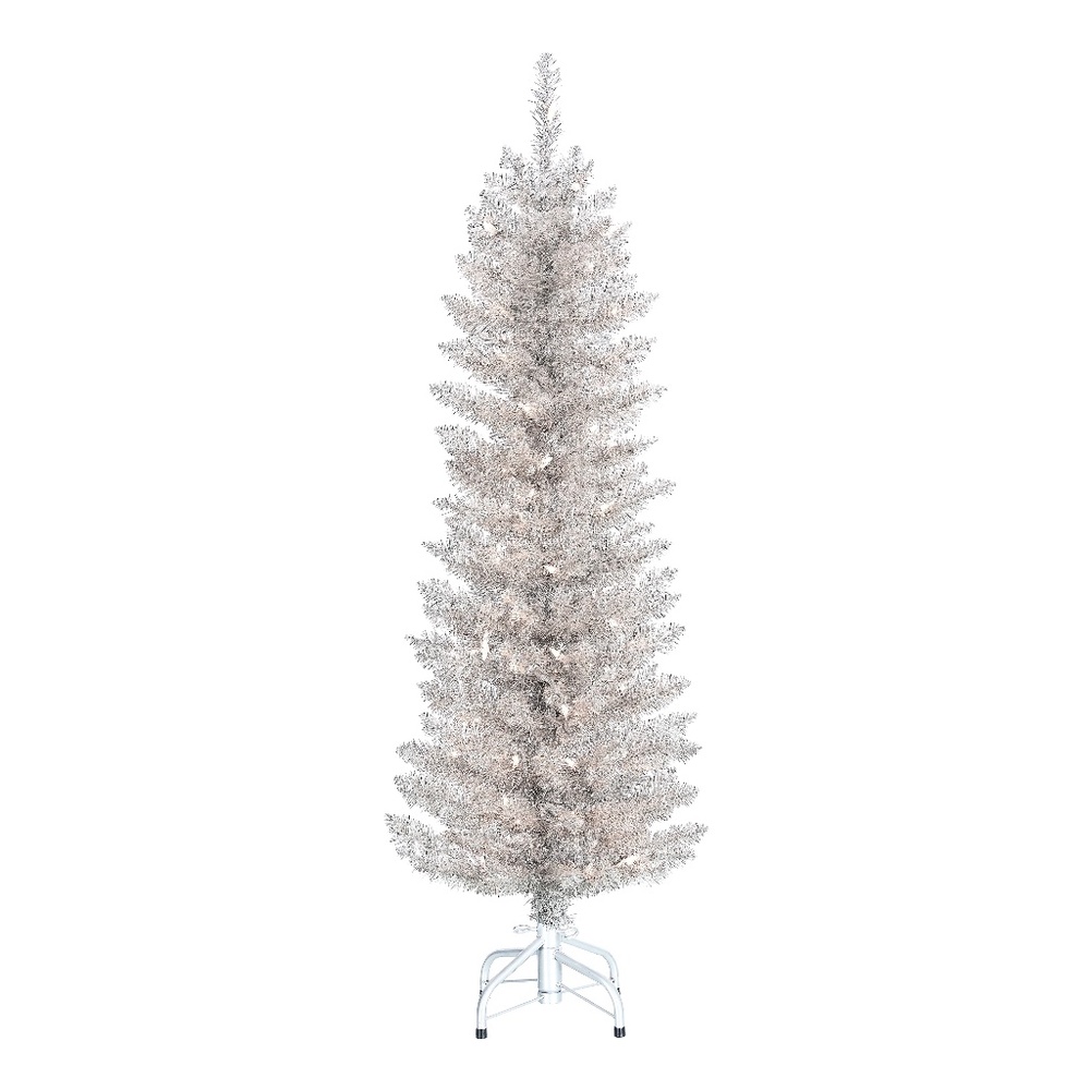 Moving Sale - Holiday Time 4ft Pre-Lit Rose Gold Tinsel Christmas Tree